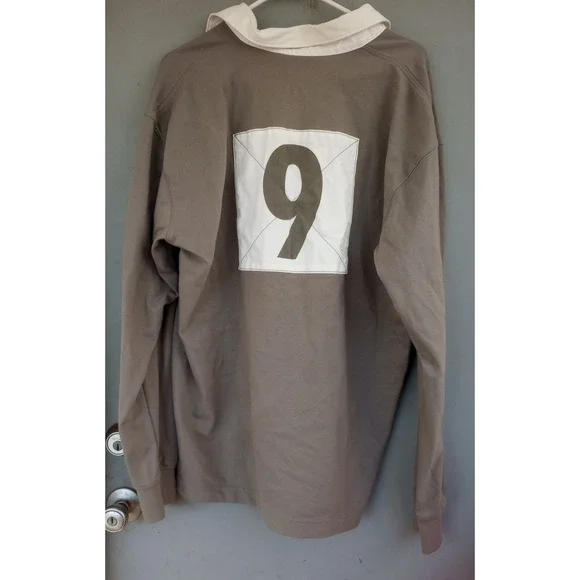 Vintage Nike Air‎ Rugby Shirt Number 9 XXL Gray Red Logo Swoosh